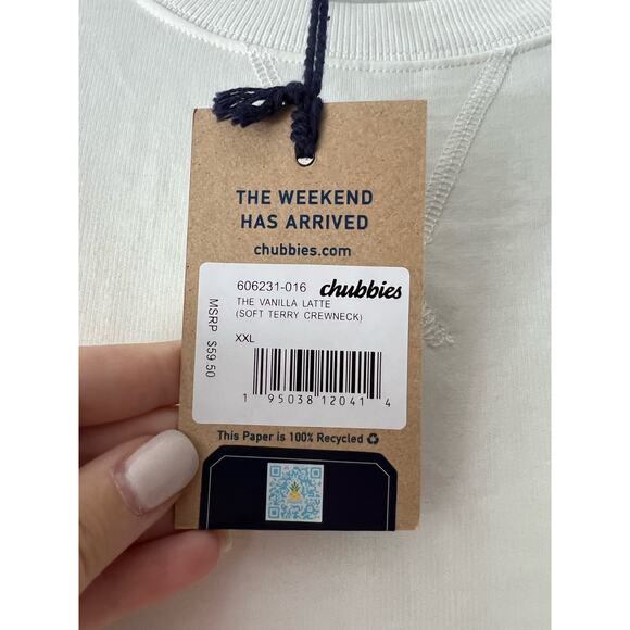 NWT Chubbies Men The Vanilla Latte Soft Terry Crewneck Sweatshirt White Size XXL - Picture 11 of 13